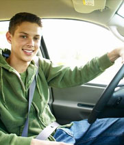 young man driving car