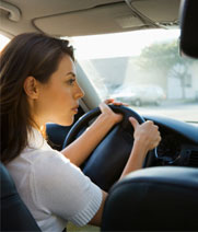 woman driving car