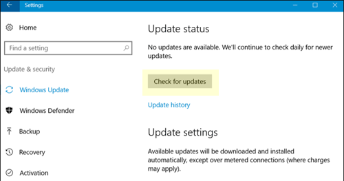 windows update check for updates