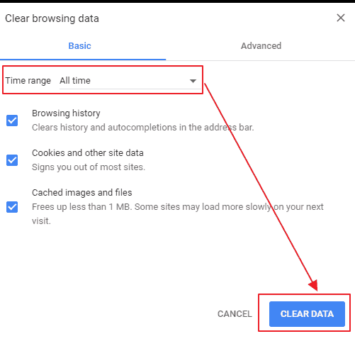 clear browsing data
