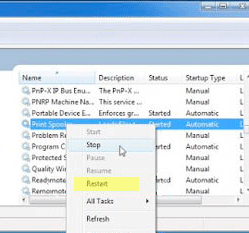 restart canon print spooler