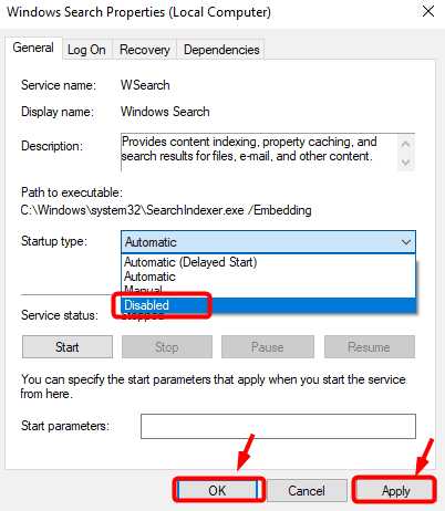 windows service disabled