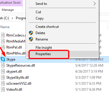 skype properties