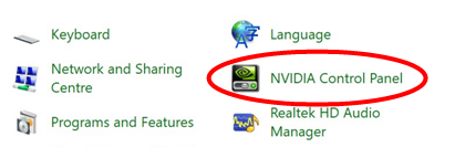 NVIDIA control panel