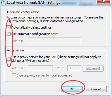 Untick LAN settings