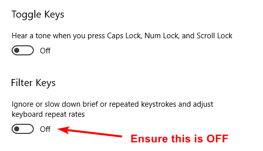 Keyboard not working issue