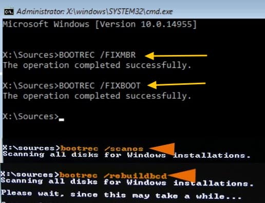 boot rec commands