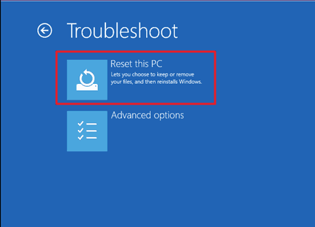 troubleshoot reset pc