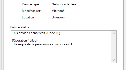 Teredo Tunneling Pseudo Interface Code 10 error