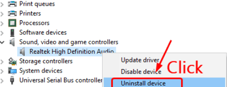 uninstall audio driver