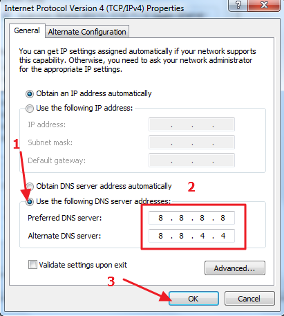 IPV4 DNS addresses