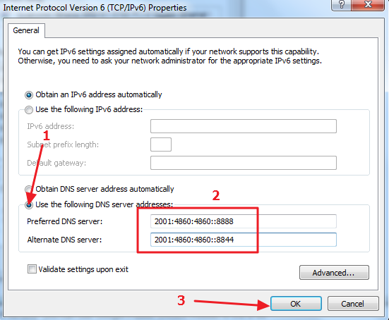 IPv6 DNS addresses