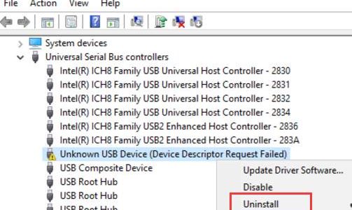 Device Descriptor Request failed error