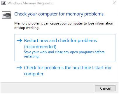 check memory options
