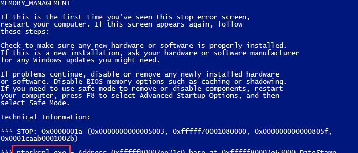 Ntoskrnl.exe BSOD error