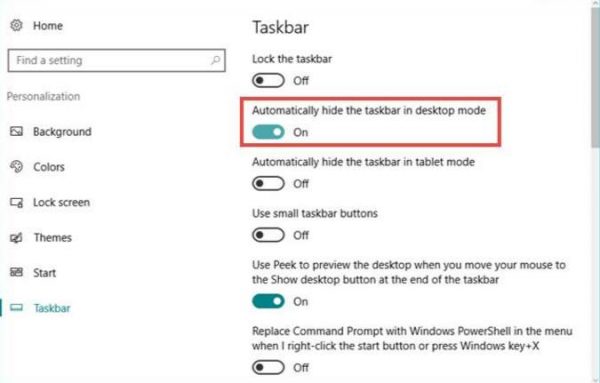 automatically hide taskbar