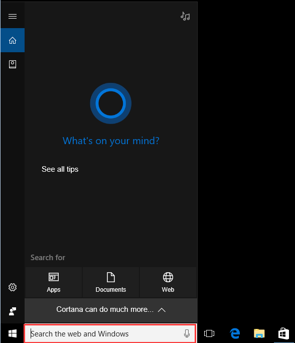 cortana search