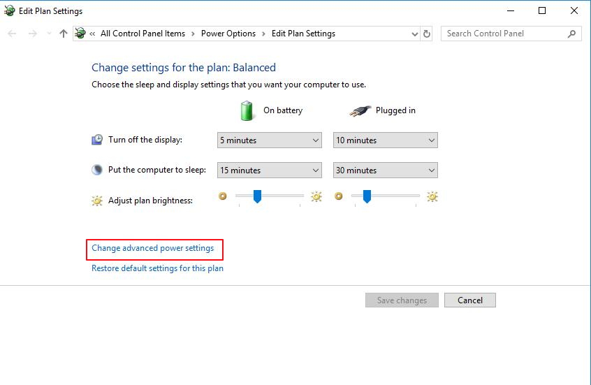 adv power settings