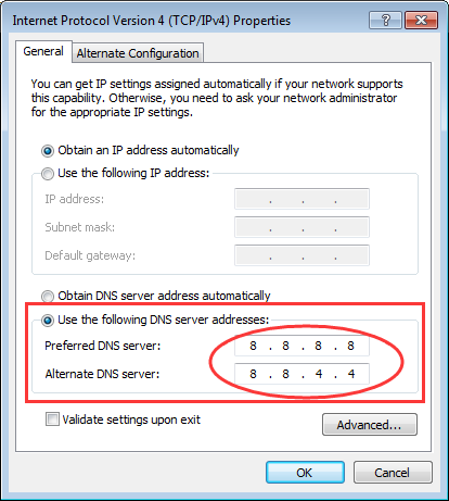 DNS addresses 1