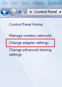 change adapter settings