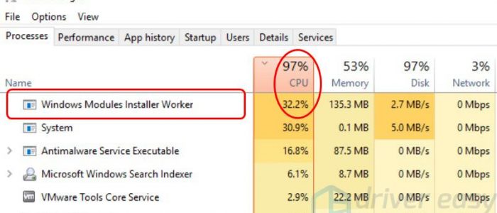 Windows Modules Installer Worker high CPU usage in Windows 10