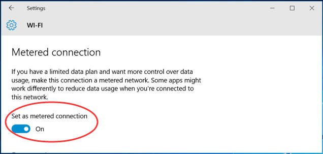 set metered connection