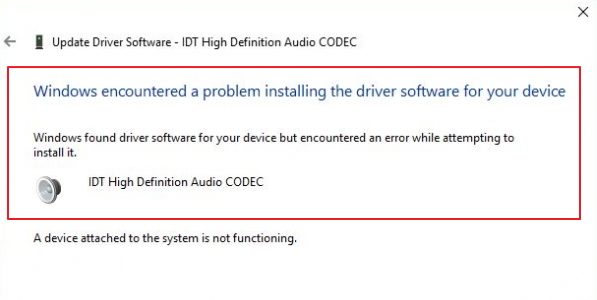 IDT High Definition Audio CODEC Driver Problem in Windows 10