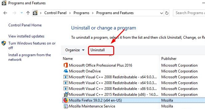 uninstall program