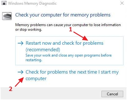 memory check options