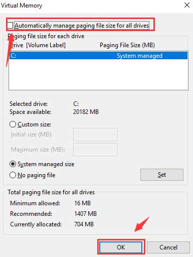 auto manage page file