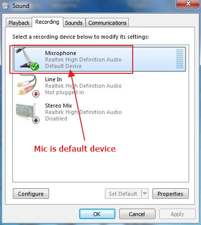 mic default device