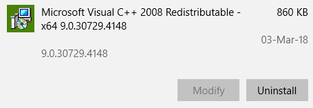 visual c++ uninstall