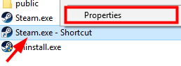 Steam shortcut properties