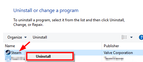 steam uninstall