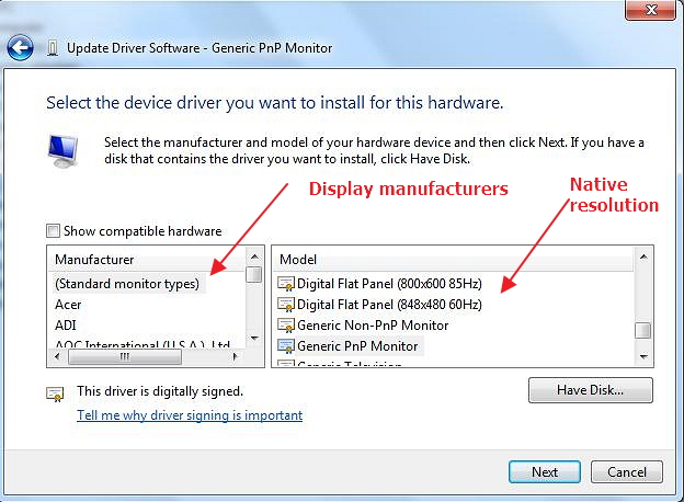 acer generic pnp monitor driver