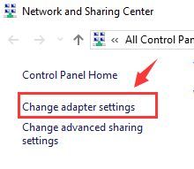 change adapter settings