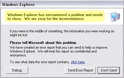 windows encountered problem needs to close