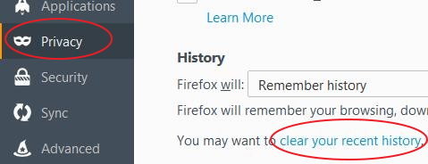 firefox clear history