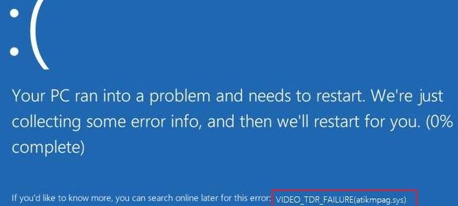 [Fixed] Video TDR Failure (atikmpag.sys) on Windows 10