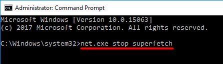 net.exe stop superfetch