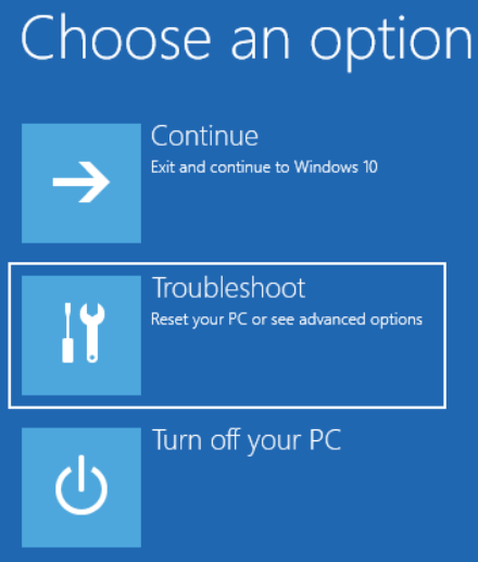 click troubleshoot