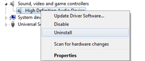 uninstall sound driver