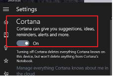 cortana off