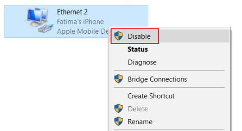 disable ethernet