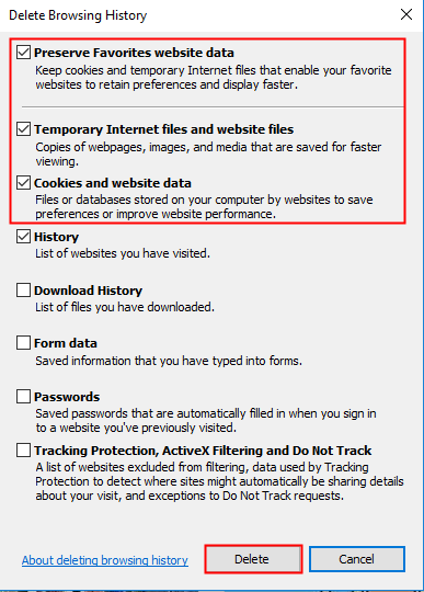 delete browsing data