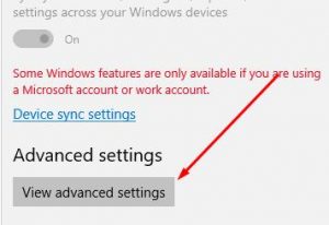 view advanced settings