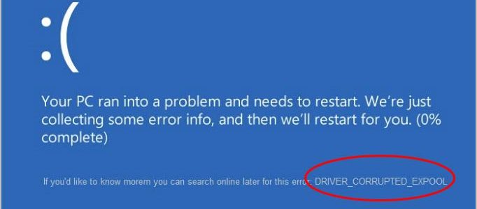 Solution to DRIVER CORRUPTED EXPOOL Error in Windows 10