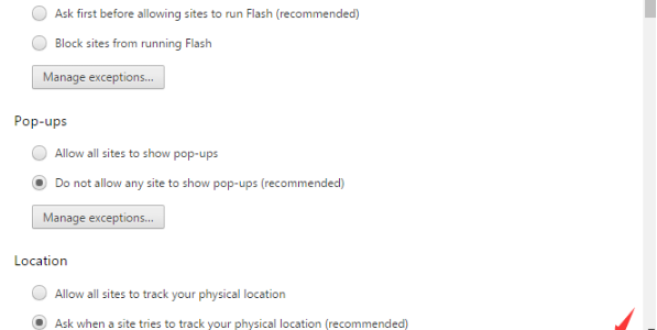 Chrome settings content flash
