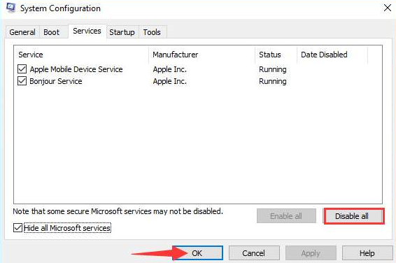 disable system configration