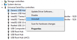 uninstall USB drivers